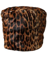 Dolce & Gabbana - Brown Leopard Fur Bucket Hat - Lyst