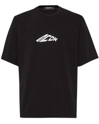 DSquared² - Tops ,Zwart ,Katoen Icon New Generation Loose Fit T-Shirt - Lyst