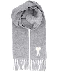 Ami Paris - Accessoires ,Grijs ,Wol Ami De Cœur Sjaal - Lyst