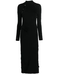 Y-3 - Schwarzes kleid mit ausschnitten und langen ärmeln - Lyst