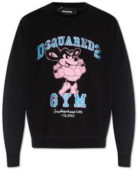 DSquared² - Schwarzer Logo Sweatshirt Langarm Baumwolle - Lyst