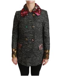 Dolce & Gabbana Crystal Double Breasted Coat Jacket - Grijs