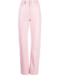REMAIN Birger Christensen - Rosa High-Waist-Lederhose - Lyst