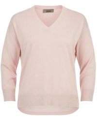 Herno - Truien & Vesten ,Roze ,Katoen V-Neck Top - Lyst