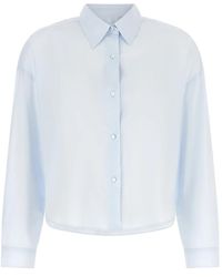 Xacus - Overhemden ,Blauw ,Katoen Heather Crop Shirt - Lyst