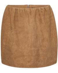 ROTATE BIRGER CHRISTENSEN - Suede Mini Rok - Lyst