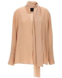 Givenchy - Overhemden ,Zijden Blouse Met Strikdetail - Lyst