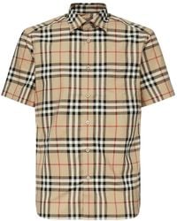 Burberry - Geruit Shirt Met Korte Mouwen - Lyst
