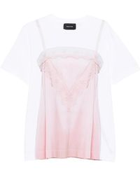 Simone Rocha - Tops ,Wit ,Satijn T-Shirt Met Satijnen Slipjurk Trompe-L'Oeil Print - Lyst