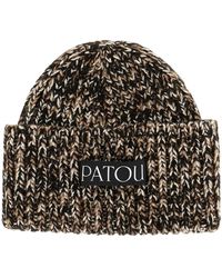 Patou - Accessoires ,Bruin ,Wol Rib Beanie - Lyst