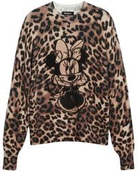 Desigual - Truien & Vesten ,Bruin ,Minnie Mouse Animal Print Sweater - Lyst