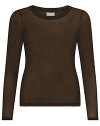 iN FRONT - Braunes Mesh Langarm T-Shirt - Lyst