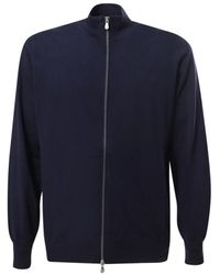 Brunello Cucinelli - Blaue sweaters mit doppeltem reißverschluss - Lyst