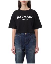 Balmain - Weißes Logo Tee Eleganter Zeitloser Stil - Lyst