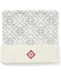 CASABLANCA - Accessoires ,Wit ,Katoen Ski Monogram Mohair Beanie - Lyst