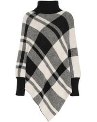 Cream - Gestrickter Poncho Schwarz Weiß Karo - Lyst