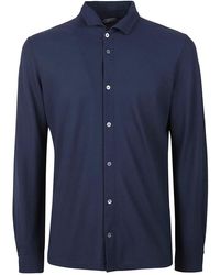 Zanone - Overhemden ,Blauw ,Katoen Witte Katoenen Jersey Shirt - Lyst