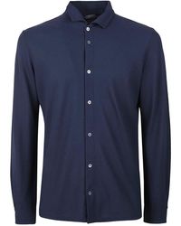 Zanone - Overhemden ,Blauw ,Katoen Witte Katoenen Jersey Shirt - Lyst