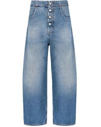 MM6 by Maison Martin Margiela - Jeans crop loose-fit blu vintage - Lyst