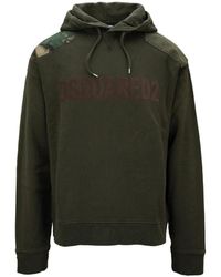 DSquared² - Hoodies & Sweatvesten ,Groen ,Katoen Hooded Sweatshirt - Lyst