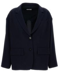 Alberto Biani - Jassen ,Blauw ,Leer Single-Breasted Blazer - Lyst