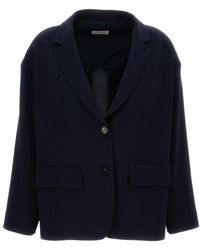 Alberto Biani - Jassen ,Blauw ,Leer Single-Breasted Blazer - Lyst