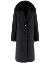 Guess - Jassen ,Grijs ,Wol Karole Fur Collar Coat - Lyst