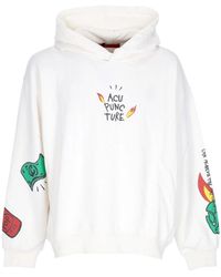 Acupuncture - Witte Logo Hoodie Lichtgewicht Sweatshirt - Lyst