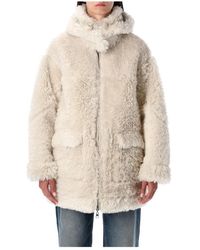 Urbancode - Jassen ,Wit ,Suède Omkeerbare Faux Fur Parka Jas - Lyst