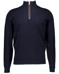 Bugatti - Truien & Vesten ,Blauw ,Katoen Half-Zip Sweater 7500 - Lyst