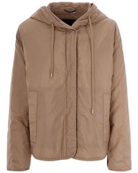 Max Mara - Jassen ,Wol Gewatteerde Jas Met Capuchon Van Waterafstotend Canvas - Lyst