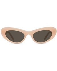 Loewe - Roze Ovale Zonnebril Met Bruine Lens - Lyst