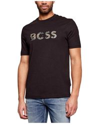 HUGO - Bedrukt Katoenen T-Shirt Met Ronde Hals En Korte Mouwen - Lyst
