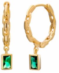 Caï - Groene Nano Baguette Hoop Oorbellen - Lyst