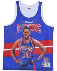 Mitchell & Ness - Fitness ,Blauw ,Polyester Nba Basketbal Tanktop Dennis Rodman - Lyst