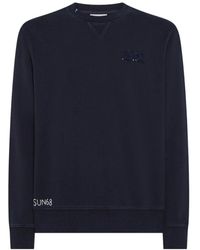 Sun 68 - Hoodies & Sweatvesten ,Blauw ,Vintage Fleece Sweatshirt - Lyst