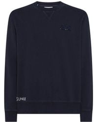 Sun 68 - Hoodies & Sweatvesten ,Blauw ,Vintage Fleece Sweatshirt - Lyst