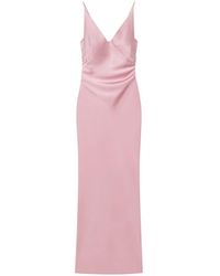 Nanushka - Kleedjes ,Roze ,Polyester Coeus Slip Satin Maxi Jurk - Lyst