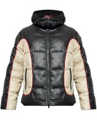 DIESEL - Jassen ,Zwart ,Leer W-Ostend Hooded Puffer Jacket - Lyst