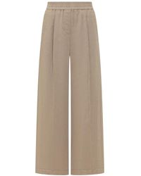 Brunello Cucinelli - Broeken ,Organza Cotton Organza Loose Track Broeken - Lyst