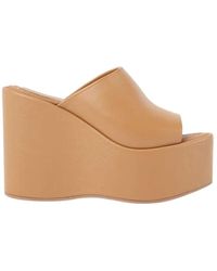 Paloma Barceló - Nappa Camel Sandalen Plateau Schuhe - Lyst