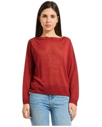 iBlues - Truien & Vesten ,Rood ,Linnen Ei-Vormige Linnenmix Trui - Lyst