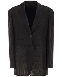 Brunello Cucinelli - Jassen ,Zwart ,Linnen Enkelrijige Blazer Van Viscose En Linnen - Lyst