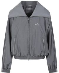 Balenciaga - Jassen ,Grijs ,Katoen Jack Met Hoge Kraag - Lyst