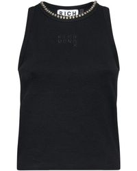 RICHMOND - Tops ,Zwart ,Top Met Ronde Hals En Siersteendetail - Lyst