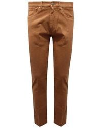 BERWICK  1707 - Broeken ,Bruin ,Italiaanse Stijl Broek Met 5 Zakken - Lyst
