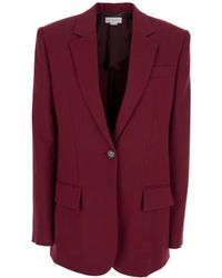 Stella McCartney - Jassen ,Rood ,Katoen Single-Breasted Jas Met Gekerfde Revers - Lyst
