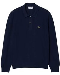 Lacoste - Klassiek Gebreid Poloshirt Met Lange Mouwen - Lyst