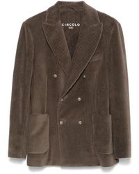 Circolo 1901 - Jassen ,Bruin ,Bruin Corduroy Dubbel-Borst Jas - Lyst