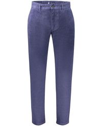 North Sails - Broeken ,Blauw ,Katoen Slim-Fit Velvet Broek - Lyst
